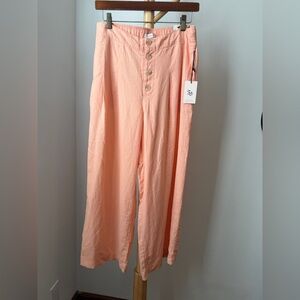 Sincerely Jules Wide Leg Linen Blend Pants NEW Women’s Size Large Peach Coastal